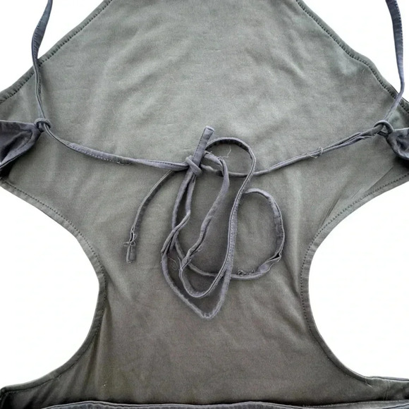 Mocha Brown Bodysuit Backless Side Cut Out TOBI Medium Strappy Low Back Halter - Picture 6 of 14